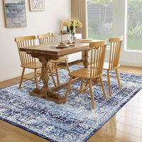 Garvee Area Rug 10x13 Washable Large Vintage Rug for Living Room Non Slip Non-Shedding Distressed Indoor Carpet Ultra Soft Low Pile Throw Rug for Bedroom Dining Room Home Office, Blue