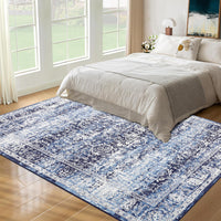 Garvee Area Rug 10x13 Washable Large Vintage Rug for Living Room Non Slip Non-Shedding Distressed Indoor Carpet Ultra Soft Low Pile Throw Rug for Bedroom Dining Room Home Office, Blue