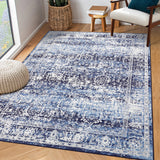 Garvee Area Rug 10x13 Washable Large Vintage Rug for Living Room Non Slip Non-Shedding Distressed Indoor Carpet Ultra Soft Low Pile Throw Rug for Bedroom Dining Room Home Office, Blue - Blue