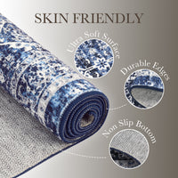 Garvee Area Rug 10x13 Washable Large Vintage Rug for Living Room Non Slip Non-Shedding Distressed Indoor Carpet Ultra Soft Low Pile Throw Rug for Bedroom Dining Room Home Office, Blue