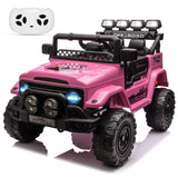 Garvee Ride - P Series: 12VElectric Ride on Truck Car For Kids Age 3+, Remote Control, Twin 25W Motors 3.1MPH Max Speed, Bluetooth USB Music Player, 4 Wheels Suspension LED Lights Safety Belt, Gift for Boy & Girl - Pink - Pink