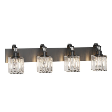 Garvee Modern Crystal Vanity Lamp with 4 Lights, Bathroom Mirror Shower Light, Suitable for Bathroom, Bedroom, and Interior Decoration, Black
