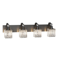 Garvee Modern Crystal Vanity Lamp with 4 Lights, Bathroom Mirror Shower Light, Suitable for Bathroom, Bedroom, and Interior Decoration, Black