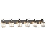 Garvee 6-Lights Modern Crystal Bathroom Vanity Lamp with Glass Cover, Mirror Front Lamp, Mirrored Crystal Shower Light for Bathroom, Bedroom, Kitchen, Living Room, and Outdoor Garden - Black