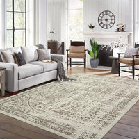 Garvee Vintage Area Rug, 4x6 Stain Resistant Carpet Non Shedding Non-Slip Soft Rug Bedroom Dining Room or Home Office, Low Pile Farmhouse Oriental Indoor Floor Carpet Brown