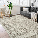 Garvee 10x13 Rug, Large Brown Area Rug - Foldable Rugs for Living Room 10x13 - Stain Resistant Vintage Area Rugs 10x13 - Living Room Area Rugs 10x13 - Eco-Friendly Washable Rug - Camel