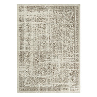Garvee Area Rug 8x10 Washable Rug Brown Vintage Rug Traditional Floor Cover Thin Rug Retro Kitchen Indoor Distressed Non Slip Carpet Floral Print Mat Living Room Bedroom Dining Room