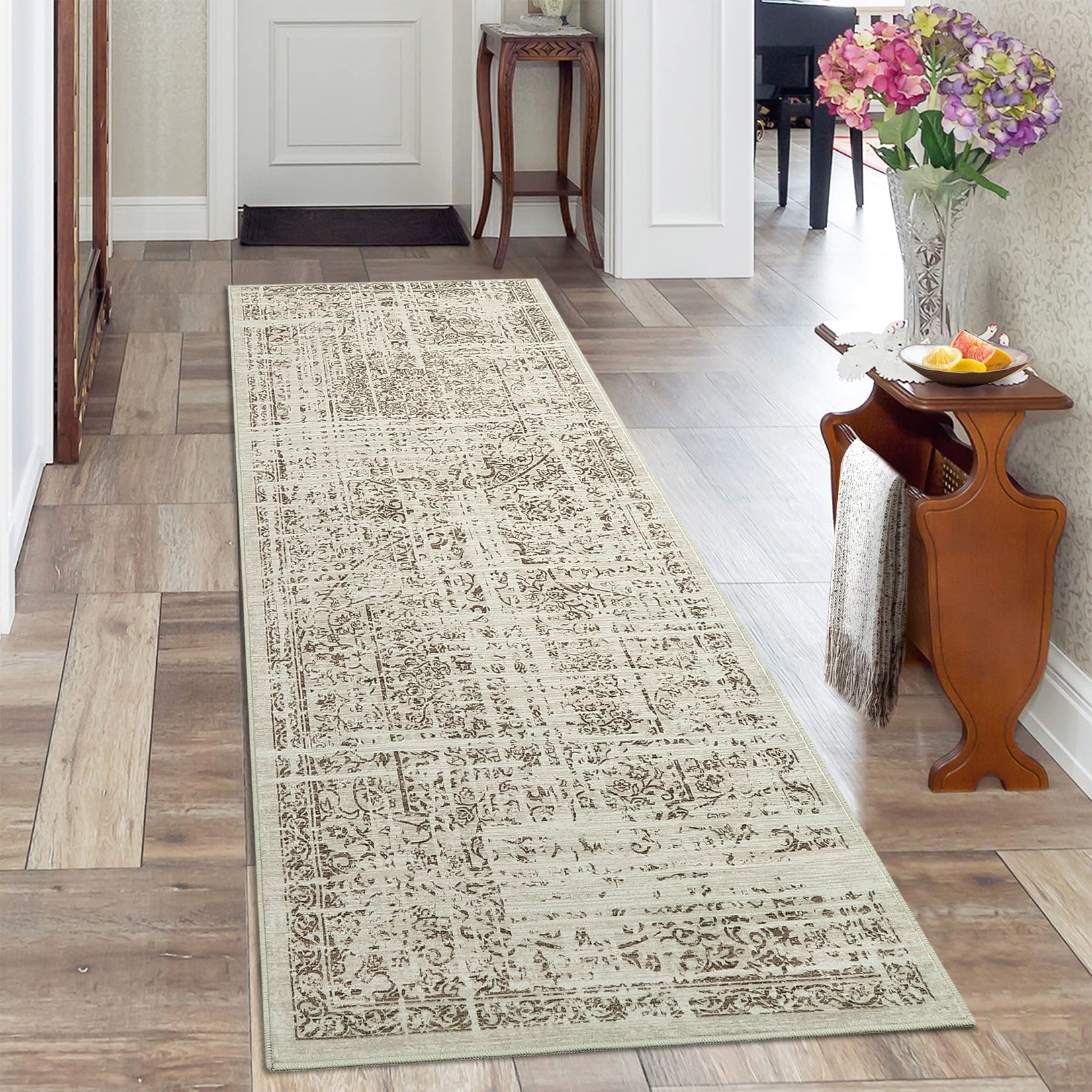 Garvee Hallway Runner Rug 2x6 - Brown Kitchen Rugs Non Slip Washable Soft Touch Carpet Runner Rug Stylish Rug Runner for Home Kitchen Bedroom