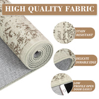 Garvee Machine Washable 9x12 Area Rugs for Living Room Vintage Rugs Non Slip Low Pile Water Resistant Soft Print Pattern Carpet for Bedroom Indoor Decor Polyester Rug Brown