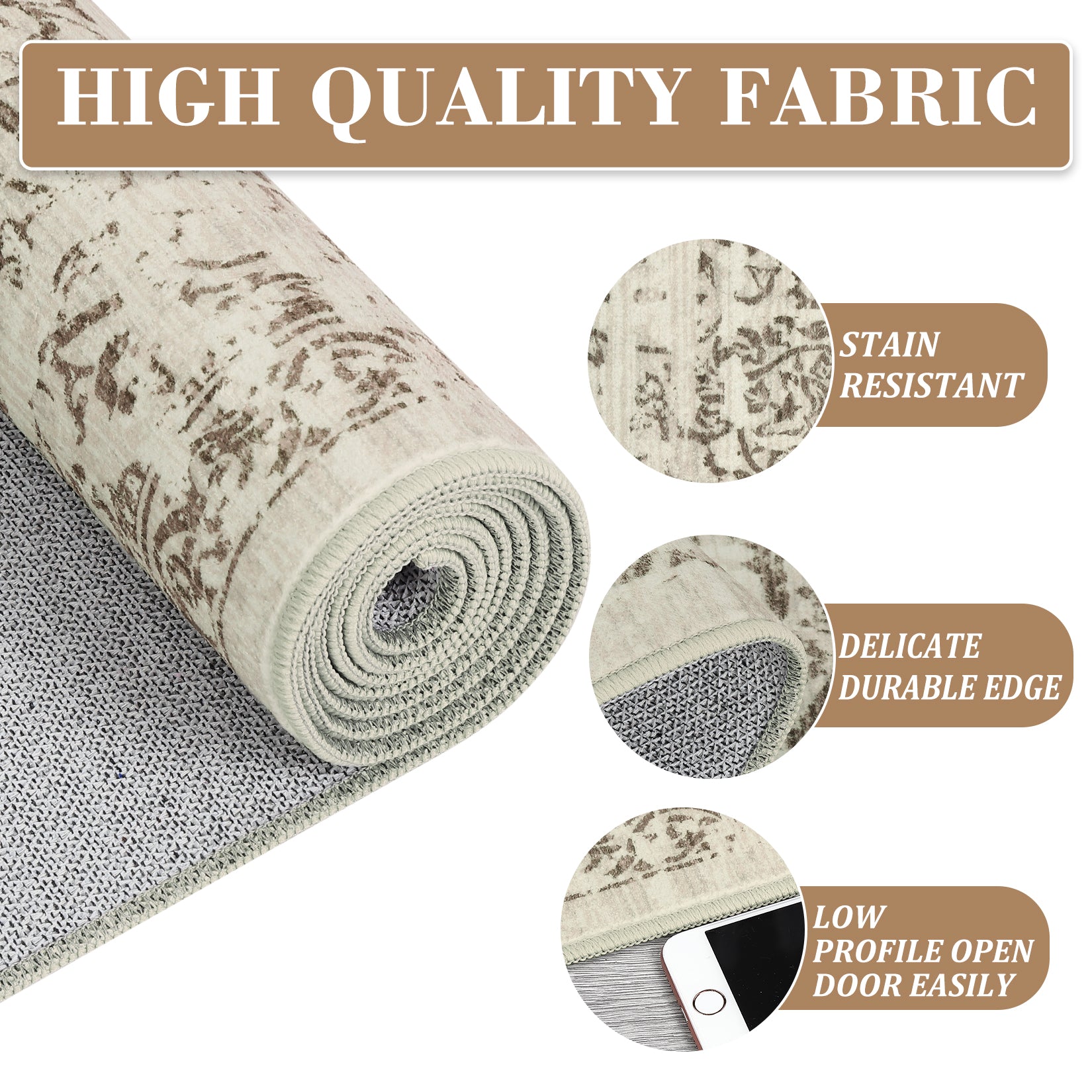Garvee Hallway Runner Rug 2x6 - Brown Kitchen Rugs Non Slip Washable Soft Touch Carpet Runner Rug Stylish Rug Runner for Home Kitchen Bedroom