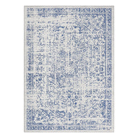 Garvee Area Rug 8x10 Washable Rug Blue Vintage Rug Traditional Floor Cover Thin Rug Retro Kitchen Indoor Distressed Non Slip Carpet Floral Print Mat Living Room Bedroom Dining Room