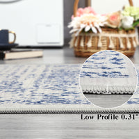 Garvee Vintage Area Rug, 4x6 Stain Resistant Carpet Non Shedding Non-Slip Soft Rug Bedroom Dining Room or Home Office, Low Pile Farmhouse Oriental Indoor Floor Carpet Blue