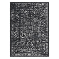 Garvee Machine Washable 9x12 Area Rugs for Living Room Vintage Rugs Non Slip Low Pile Water Resistant Soft Print Pattern Carpet for Bedroom Indoor Decor Polyester Rug Black