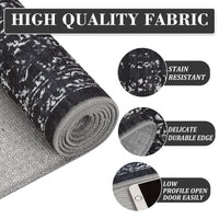 Garvee Machine Washable 9x12 Area Rugs for Living Room Vintage Rugs Non Slip Low Pile Water Resistant Soft Print Pattern Carpet for Bedroom Indoor Decor Polyester Rug Black