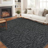 Garvee Washable Modern 6x9 Area Rug, Ultra-Thin Soft Large Indoor Rug for Bedroom Living Room or Dining Room, Foldable Floor Carpet with Non-Slip Backing, Black - Black