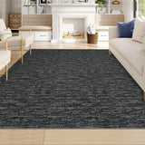Garvee 8x10 Washable Area Rugs, Ultra Thin Modern Contemporary Non-Slip Bedroom Rugs Non-Shedding Large Living Room Rug Indoor Floor Carpet for Office Dining Room, Black - Black