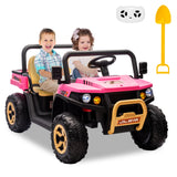 Garvee Ride - P Series: 24v Ride On Dump Truck, 2 Seater Electric Ride On Car Toy for Kids, Battery Powered UTV with 4x35W Motors, Shovel, Bluetooth, Remote Control, Music, LED Lights for Boys & Girls, Pink - Pink
