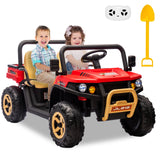 Garvee Ride - P Series: 24v Ride On Dump Truck, 2 Seater Electric Ride On Car Toy for Kids, Battery Powered UTV with 4x35W Motors, Shovel, Bluetooth, Remote Control, Music, LED Lights for Boys & Girls - Red - Red