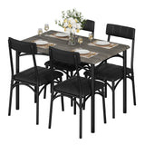 Garvee Dining Table Set for 4, Kitchen Table with 4 Upholstered Chairs, Wood Rectangular Dining Table and Chairs Set, for Small Space, Apartment, Dinner, Gray - Grey