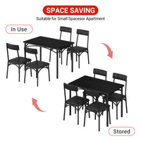 Garvee Dining Table Set for 4, Kitchen Table with 4 Upholstered Chairs, Wood Rectangular Dining Table and Chairs Set, for Small Space, Apartment, Dinner, Black