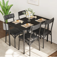 Garvee Dining Table Set for 4, Kitchen Table with 4 Upholstered Chairs, Wood Rectangular Dining Table and Chairs Set, for Small Space, Apartment, Dinner, Black