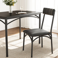 Garvee Dining Table Set for 4, Kitchen Table with 4 Upholstered Chairs, Wood Rectangular Dining Table and Chairs Set, for Small Space, Apartment, Dinner, Black