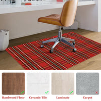 Garvee Christmas Office Chair Mats for Hardwood Floor, 36"X48" Computer Gaming Desk Chair Mat for Tile, Red Buffalo Plaid Xmas Under Desk Office Rug, Carpet Floor Protector for Rolling Chair