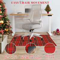 Garvee Christmas Office Chair Mats for Hardwood Floor, 36"X48" Computer Gaming Desk Chair Mat for Tile, Red Buffalo Plaid Xmas Under Desk Office Rug, Carpet Floor Protector for Rolling Chair