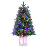 Garvee 3ft Christmas Tree with 78 Multicolor Led Lights, Pre-Lit Artificial Christmas Trees, Snow Flocked, 8 Lighting Modes, Battery Operated, Christmas Decoration for Home, Lighting Potted Base - Lighting Potted Base / 1 Set