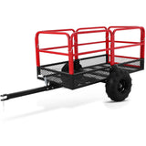 Garvee ATV Trailer Dump Cart, 1500 LBS 22 Cubic Feet Heavy Duty Steel Tow Behind Yard Wagon Garden Dump Cart for Tractor, ATV, UTV, Outdoor Lawn Mower - Red & Black