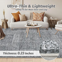 Garvee Washable Area Rug 8x10, Soft Low Pile Vintage Patchwork Large Area Rug Non-Slip Indoor Floor Carpet for Living Room Bedroom Dining Room, Grey