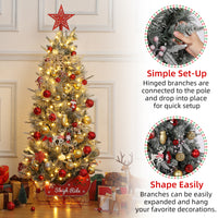 Garvee 4.5ft Pre-Lit Christmas Tree, Snow Flocked Christmas Tree with 200 Led Lights, 8 Lighting Modes, Sleigh Ride Base, Artificial Xmas Tree for Home Decoration, 1 PC