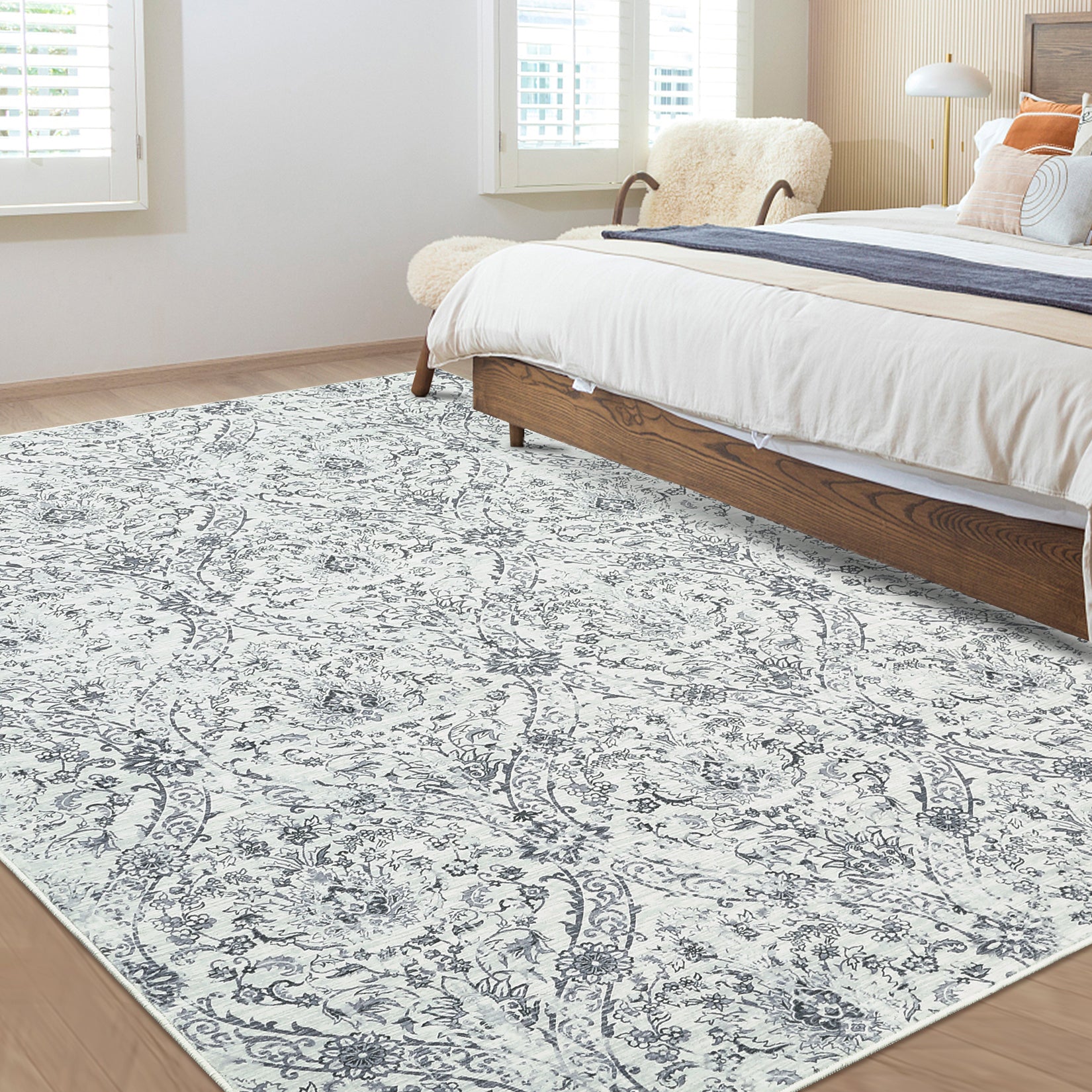 Garvee Area Rug - 8x10, Grey/Beige, Soft Distressed Design, Non-Shedding & Easy Care Area Rug, Ideal for High Traffic Areas in Living Room, Bedroom Home Office