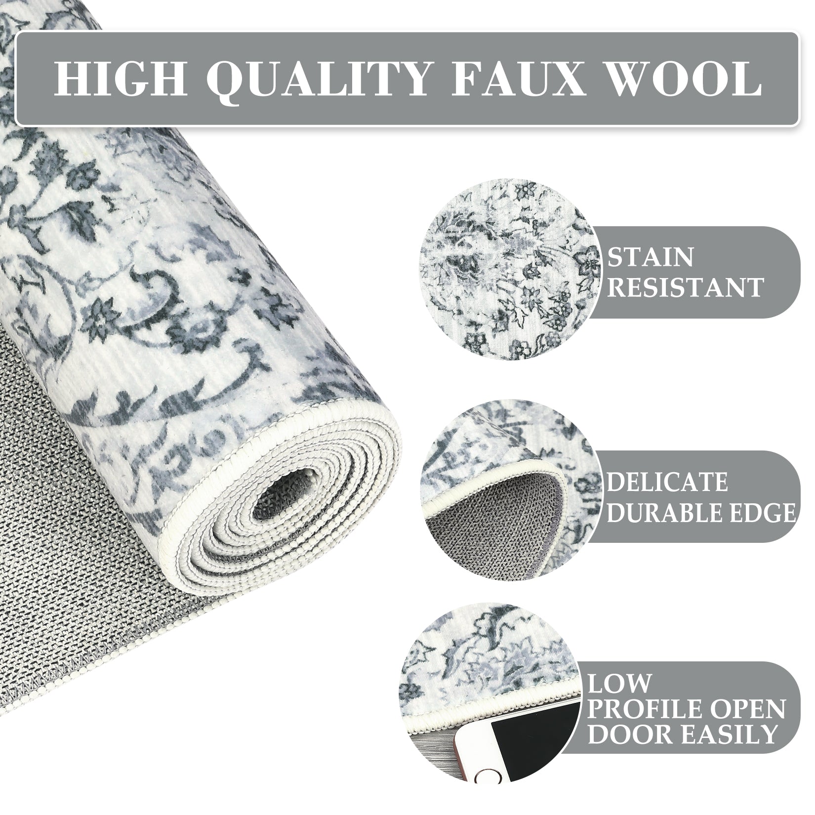 Garvee Area Rug - 8x10, Grey/Beige, Soft Distressed Design, Non-Shedding & Easy Care Area Rug, Ideal for High Traffic Areas in Living Room, Bedroom Home Office