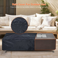 Garvee 56" 50000 BTU Rectangular Propane Fire Pit Table , Push-Button Ignition, Glass Wind Guard, Includes Lid & Weather Cover