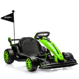 Garvee Ride - G Series: 24V Electric Drift Kart for Kids, Ride Car with Adjustable Seat & 7.5MPH Speed, EVA Silent Wheels, Parent-Safety Certified Ride-On Toy - Green - Green
