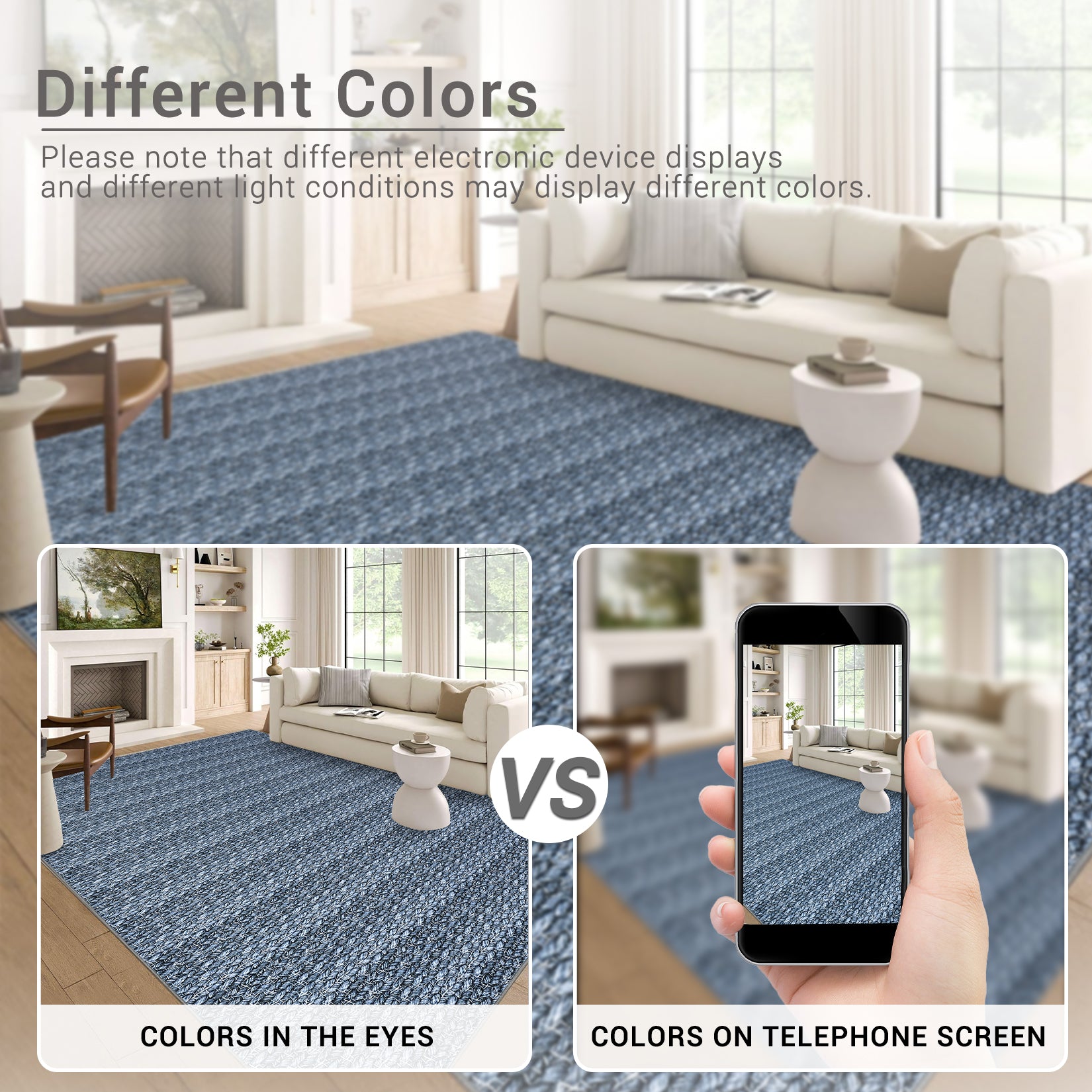 Garvee Modern Grey Blue 2x6 Washable Runner Rugs, Woven Pattern Hallway Rugs with Non-Slip Backing, Soft Low Pile Area Rugs, Non-Shedding Contemporary Floor Carpet for Bedroom, Laundry
