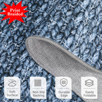 Garvee Modern Grey Blue 2x6 Washable Runner Rugs, Woven Pattern Hallway Rugs with Non-Slip Backing, Soft Low Pile Area Rugs, Non-Shedding Contemporary Floor Carpet for Bedroom, Laundry