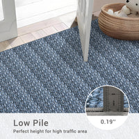 Garvee Modern Grey Blue 2x6 Washable Runner Rugs, Woven Pattern Hallway Rugs with Non-Slip Backing, Soft Low Pile Area Rugs, Non-Shedding Contemporary Floor Carpet for Bedroom, Laundry