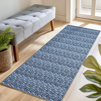 Garvee Modern Grey Blue 2x6 Washable Runner Rugs, Woven Pattern Hallway Rugs with Non-Slip Backing, Soft Low Pile Area Rugs, Non-Shedding Contemporary Floor Carpet for Bedroom, Laundry