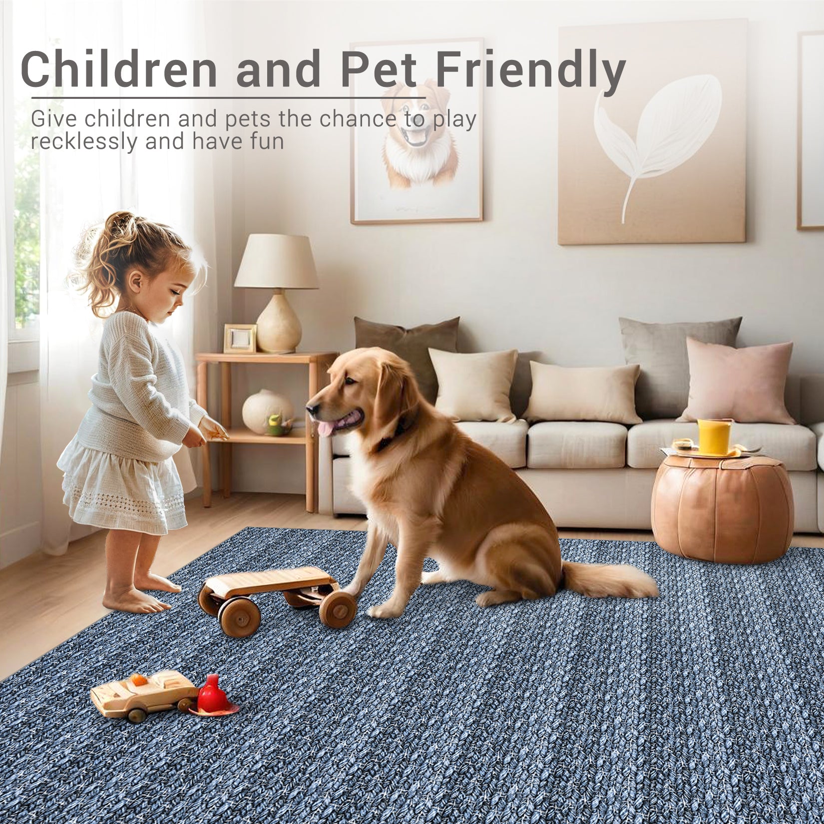 Garvee Modern Grey Blue 2x6 Washable Runner Rugs, Woven Pattern Hallway Rugs with Non-Slip Backing, Soft Low Pile Area Rugs, Non-Shedding Contemporary Floor Carpet for Bedroom, Laundry