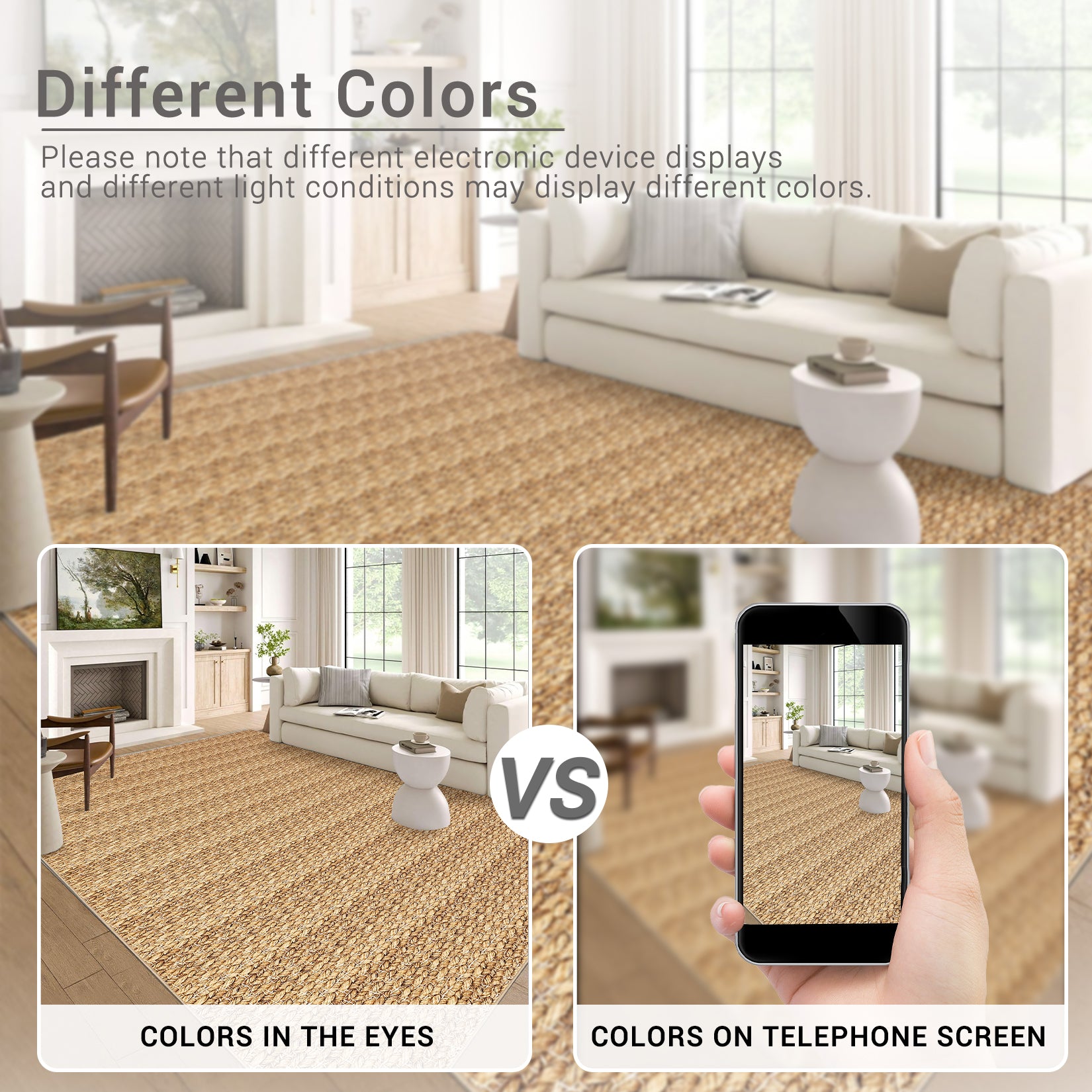 Garvee Modern Natural 10x13 Washable Rug, Non Slip Soft Low Pile Farmhouse Carpet for Living Room, Bedroom, Dining Room