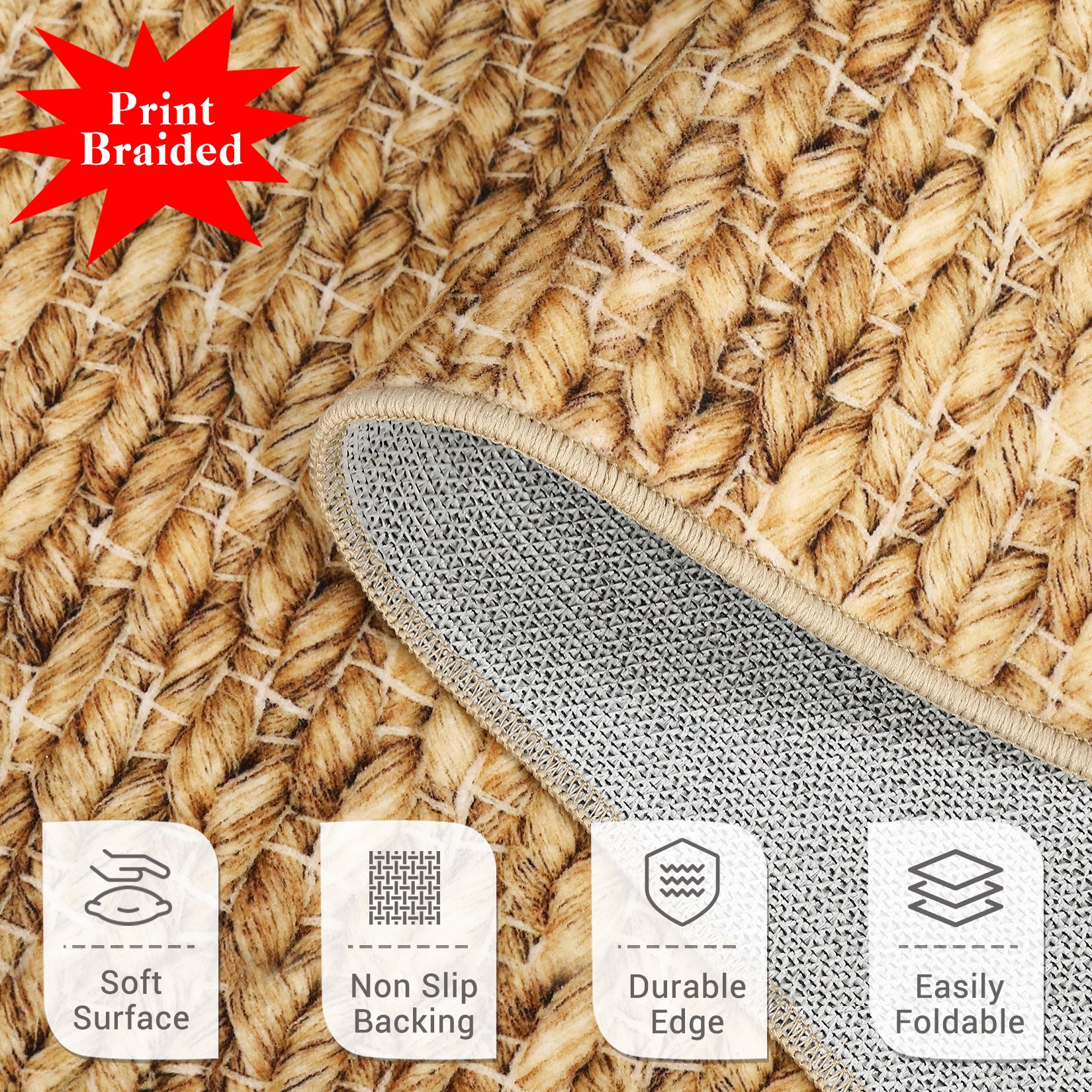 Garvee Modern Natural 9x12 Washable Living Room Rugs Large Modern Woven Pattern Accent Rugs, Non-Slip Soft Low Pile Area Rugs, Non-Shedding Contemporary Indoor Carpet for Bedroom, Office