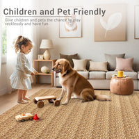 Garvee Modern Natural 10x13 Washable Rug, Non Slip Soft Low Pile Farmhouse Carpet for Living Room, Bedroom, Dining Room