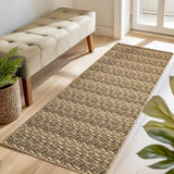 Garvee Modern Brown 2x6 Washable Runner Rugs Woven Pattern Hallway Rugs with Non-Slip Backing, Soft Low Pile Area Rugs, Non-Shedding Contemporary Floor Carpet for Bedroom, Laundry - Brown