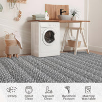 Garvee Modern Grey 5x7 Area Rugs Woven Pattern Accent Rugs with Non-Slip Backing, Washable Soft Low Pile Floor Carpet, Non-Shedding Contemporary Throw Rugs for Kitchen, Bedroom