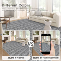 Garvee Modern Grey 5x7 Area Rugs Woven Pattern Accent Rugs with Non-Slip Backing, Washable Soft Low Pile Floor Carpet, Non-Shedding Contemporary Throw Rugs for Kitchen, Bedroom