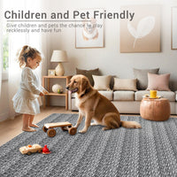 Garvee Modern Grey 5x7 Area Rugs Woven Pattern Accent Rugs with Non-Slip Backing, Washable Soft Low Pile Floor Carpet, Non-Shedding Contemporary Throw Rugs for Kitchen, Bedroom