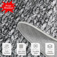 Garvee Modern Grey 5x7 Area Rugs Woven Pattern Accent Rugs with Non-Slip Backing, Washable Soft Low Pile Floor Carpet, Non-Shedding Contemporary Throw Rugs for Kitchen, Bedroom