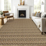 Garvee Modern Brown 8x10 Washable Area Rugs, Large Modern Woven Pattern Accent Rugs, Non-Slip Soft Low Pile Floor Carpet, Non-Shedding Contemporary Indoor Carpet for Bedroom, Living Room - Brown